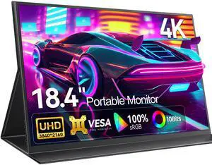 UPERFECT 18.4" 4K UHD Portable Monitor - 100% sRGB 10-Bit HDR, USB-C/Mini HDMI, VESA Mount & Protective Cover - Second Screen for Laptops/Phones/PS5/Xbox