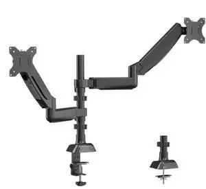 UPERFECT Dual - Arm Pneumatic Monitor Mount - VESA Compatible, 360° Rotation, for 13"-32" Displays, 2 - 9KG Load Black Dual Monitor Desk Mount Adjustable Stand, Fits Screens up to 32"