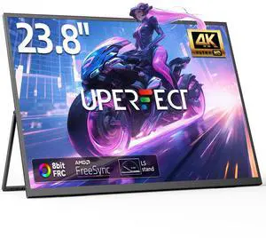 UPERFECT 23.8 4K Portable Monitor - UHD 3840*2160, 100%sRGB IPS, Speakers, USB-C/HDMI, 180° Adjustable Stand for Laptops, Consoles & More