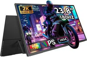 UPERFECT 23.8" Portable Gaming Monitor 2K QHD 180Hz Fast IPS, 100% sRGB, with Adjustable Stand, Type-C & HDMI, Eye Care, External Screen for Laptop, PS5, Xbox