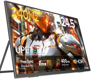 UPERFECT 24.5" Portable Monitor with Stand - 240Hz Refresh Rate, 1920*1080, 240HZ HDMI/Type-C, for Work & Gaming