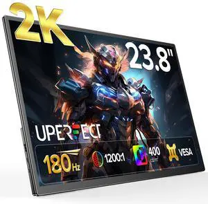 UPERFECT 23.8" Portable Gaming Monitor 2K QHD 180Hz Fast IPS, 100% sRGB, with Adjustable Stand, Type-C & HDMI, Eye Care, External Screen for Laptop, PS5, Xbox