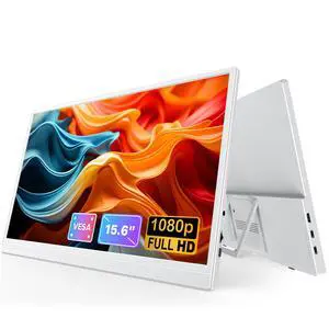 UPERFECT 15.6" FHD 1080P IPS Eye-Care White Portable Monitor with 180° Adjustable Stand, Built-in Dual Speakers, Travel Monitor for Laptop, PC, Phone, PS5/4, Xbox, Switch