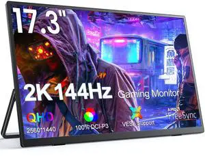 UPERFECT 144Hz Portable Monitor 17.3" 2K QHD 2560*1440 FreeSync Gaming Monitor 16:9 VESA