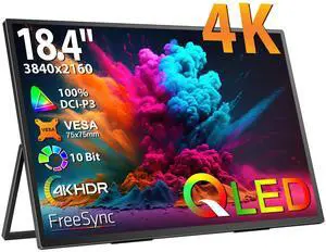 UPERFECT Portable Monitor 18.4" 4K 60Hz 10-Bit HDR IPS Gaming Monitor with VESA, 180° Adjustable Stand, Ultra-Slim & Lightweight Frameless Design, FreeSync, Portable Travel Second Monitor for Laptops