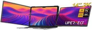 UPERFECT 14" 2K Portable Monitor, 360° Swivel Stand, Plug & Play USB-C Dual Monitor for Laptop (13-17 inch), Compatible with Mac, Windows, Android