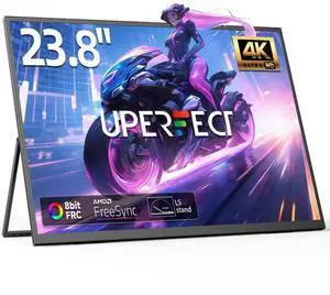 UPERFECT 23.8 4K Portable Monitor - UHD 3840*2160, 100%sRGB IPS, Speakers, USB-C/HDMI, 180° Adjustable Stand for Laptops, Consoles & More