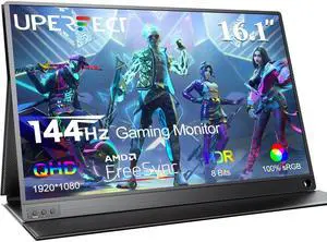 UPERFECT 16.1" Portable Monitor 144HZ, FHD 1080P HDR FreeSync IPS Second External Screen HDMI USB-C Gaming Monitor For Laptop PC Xbox PS4/5 Phone UPERFECT 16.1" Portable Monitor 144HZ, FHD 1080P HDR FreeSync IPS Second External Screen HDMI USB-C Gaming Monitor For Laptop PC Xbox PS4/5 Phone