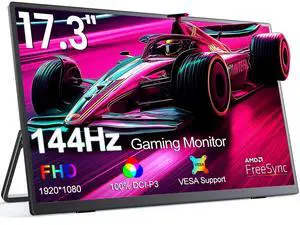 UPERFECT 144HZ Gaming Monitor W/ Kickstnd, 17.3" 1080P Portable Monitor for Laptop PS5 Nintendo Xbox, VESA Mountable