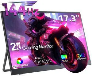 UPERFECT 17.3" 2K Portable Gaming Monitor, 144Hz QHD 2560x1440 IPS Display, HDR & FreeSync Compatible, for Esports, Laptop, PS5, Xbox Series X/S, Nintendo Switch, and Steam Deck, Includes VESA Mount UPERFECT 17.3" 2K Portable Gaming Monitor, 144Hz QHD 2560x1440 IPS Display, HDR & FreeSync Compatible, for Esports, Laptop, PS5, Xbox Series X/S, Nintendo Switch, and Steam Deck, Includes VESA Mount