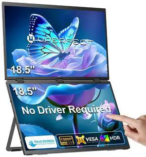 UPERFECT Delta 18.5" Dual Portable Monitor 100Hz IPS Touchscreen, Triple Stacked Folding Design, Driver-Free Plug & Play, Built-in Stand & VESA Mount, Laptop Screen Extender for PC/Mac/Phone/Console UPERFECT Delta 18.5" Dual Portable Monitor 100Hz IPS Touchscreen, Triple Stacked Folding Design, Driver-Free Plug & Play, Built-in Stand & VESA Mount, Laptop Screen Extender for PC/Mac/Phone/Console