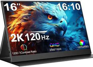 UPERFECT GR16DQ 16" 2K Portable Gaming Monitor - 2560x1600 QHD 120Hz IPS, 100% sRGB 400 Nits, USB-C & Mini HDMI, VESA Mount, 1.7 lbs Ultra-Slim for Laptop PC PS5 Xbox Switch UPERFECT GR16DQ 16" 2K Portable Gaming Monitor - 2560x1600 QHD 120Hz IPS, 100% sRGB 400 Nits, USB-C & Mini HDMI, VESA Mount, 1.7 lbs Ultra-Slim for Laptop PC PS5 Xbox Switch