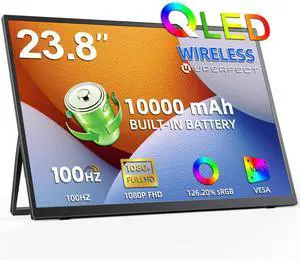 UPERFECT 23.8" Wireless Portable Monitor - 1080P FHD 100Hz QLED, 145% sRGB, Built-in 10000mAh Battery, Wireless Screen Casting & Wired USB-C/HDMI, Stand & VESA for Laptop Phone Console UPERFECT 23.8" Wireless Portable Monitor - 1080P FHD 100Hz QLED, 145% sRGB, Built-in 10000mAh Battery, Wireless Screen Casting & Wired USB-C/HDMI, Stand & VESA for Laptop Phone Console