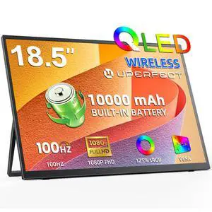 UPERFECT 18.5" Wireless Portable Monitor - 1080P FHD 100Hz QLED, 145% sRGB, Built-in 10000mAh Battery, Wireless Screen Casting & Wired USB-C/HDMI, Stand & VESA for Laptop Phone Console UPERFECT 18.5" Wireless Portable Monitor - 1080P FHD 100Hz QLED, 145% sRGB, Built-in 10000mAh Battery, Wireless Screen Casting & Wired USB-C/HDMI, Stand & VESA for Laptop Phone Console
