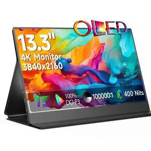 UPERFECT Portable Monitor 13.3" OLED 4K UHD 3840x2160, 463g Ultra-Light, 100000:1 Contrast, 109% DCI-P3, 1.07B Colors, USB-C/HDMI, VESA 75x75mm for Laptop PC Mac - BE133BU UPERFECT Portable Monitor 13.3" OLED 4K UHD 3840x2160, 463g Ultra-Light, 100000:1 Contrast, 109% DCI-P3, 1.07B Colors, USB-C/HDMI, VESA 75x75mm for Laptop PC Mac - BE133BU