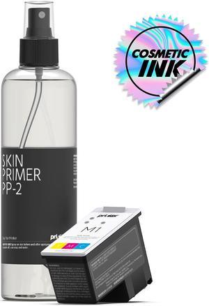 Prinker M Temporary Tattoo Color Ink Refill Set with Premium Cosmetic Full Color Ink Cartridge and Skin Primer - Compatible w/ Prinker M Device.