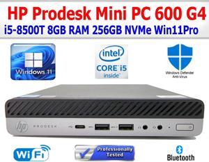 HP PRODESK 600 G4 MINI PC i5-8500T 8GB RAM 256GB NVME WIN11PRO WIFI EXTRAS