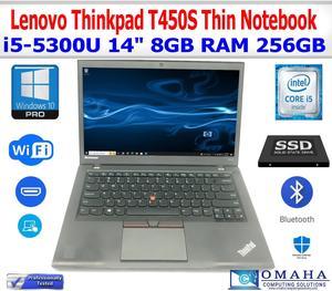 LENOVO THINKPAD T450S i5-5300U 2.30GHZ 14" 8GB RAM 256GB SSD WIN10 PRO WIFI/BT