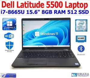 DELL LATITUDE 5500 i7-8665U 1.90GHz 8GB RAM 512GB SSD WiFi/BT 15.1" W10P EXTRAS