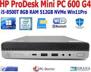 HP PRODESK 600 G4 MINI PC i5-8500T 16GB RAM 512GB NVME WIN 11 PRO WIFI BT HDMI PORT
