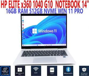 HP ELITE x360 1040 G10 NOTEBOOK 14" i7-1355U 1.70GHz 16GB RAM 512GB NVME WIN 11 PRO WIFI/BT EXTRAS HP ELITE x360 1040 G10 NOTEBOOK 14" i7-1355U 1.70GHz 16GB RAM 512GB NVME WIN 11 PRO WIFI/BT EXTRAS