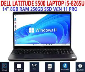 DELL LATITUDE 5500 LAPTOP i5-8265U 1.60GHz 15.6" 8GB RAM 256GB SSD WIN 11 PRO WIFI/BT EXTRAS DELL LATITUDE 5500 LAPTOP i5-8265U 1.60GHz 15.6" 8GB RAM 256GB SSD WIN 11 PRO WIFI/BT EXTRAS