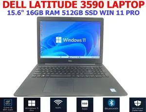 DELL LATITUDE 3590 LAPTOP 15.6" i5-8250U 1.60GHz 16GB RAM 512GB SSD WIN 11 PRO WIFI/BT EXTRAS DELL LATITUDE 3590 LAPTOP 15.6" i5-8250U 1.60GHz 16GB RAM 512GB SSD WIN 11 PRO WIFI/BT EXTRAS