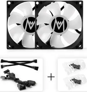 Mechanic Master 8025 80mm Fan ARGB PWM temperature controlled speed regulation 4pin-3pin series Silent Computer Cooling PC Case Fan  Black 2 Packs