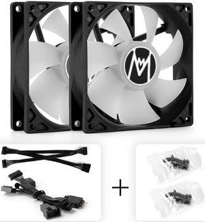 Mechanic Master 9025 90mm Fan ARGB PWM temperature controlled speed regulation 4pin-3pin series Silent Computer Cooling PC Case Fan  Black 2 Packs