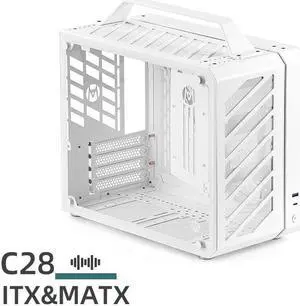 Mechanic master C28 case | 17.9L ultra-compact portable handle MATX compatible with 240 Aio /162mm air-cooler options SFX & ATX power supply compatible space-saving PC case Case (Polar White)