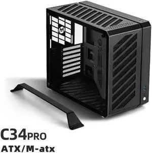 Mechanic master C34pro side penetrating 360 water-cooled eatx portable desktop computer aluminum alloy case Black