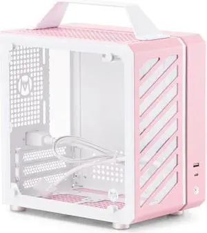 Mechanic Master C24 Small Cube Sugar Mini-ITX Chassis / Alumium / Steel / Temered Glass ITX Small Form Factor Computer Case  Pink