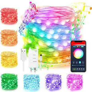 Colourful Smart Fairy Lights 20 Dynamic Modes 4 Music Sync APP+Remote Control for Christmas Garland Bedroom Party Bottle Décor