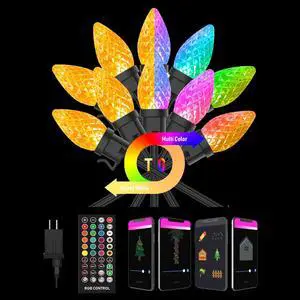 50LED C9 Strawberry Smart String Lights Outdoor RGB APP Remote Control Music Sync Bluetooth-Compatibale For Wedding Home Decor