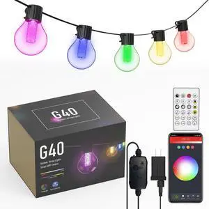 G40 Globe Outdoor LED String Lights DIY Shatterproof Bulbs Waterproof for Patio Garden Outside Backyard Christmas Ramadan Crystal Wick