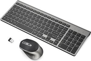 J JOYACCESS Wireless Keyboard with Mouse, 2.4G Thin Wireless Keyboard and Mouse Combo,Ergonomic, Full Size, Compact,Slim for PC, Mac,iMac,Desktop, Computer, Laptop, Windows,Smart TV-Black and Grey