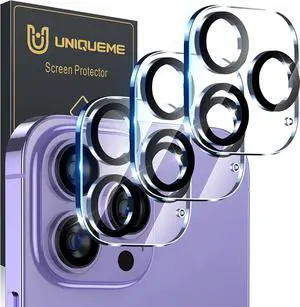 [3 Pack] UniqueMe Compatible with iPhone 14 Pro Max 6.7 inch/iPhone 14 Pro 6.1 inch Camera Lens Protector Tempered Glass,[Case Friendly][Scratch-Resistant][Easy Installation] - Black Circle