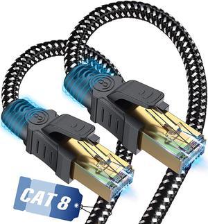 Cat 8 Ethernet Cable 30ft,Nylon Braided High Speed 26AWG 40Gbps 2000Mhz SFTP Patch Cord, Cat8 LAN Internet Network RJ45 Cord-Shielded in Wall, Outdoor&Indoor for Router,Modem, Gaming,PC,PS5,PS4