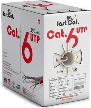 fast Cat. Cat6 Ethernet Cable 1000ft - Insulated Bare Copper Wire Internet Cable with Noise Reducing Cross Separator - 550MHZ / 10 Gigabit Speed UTP LAN Cable 1000 ft - CMR (White)