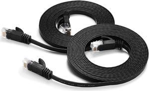 Cat6 Ethernet Cable 10 Ft (2Pack), Outdoor&Indoor, 10Gbps Support Cat7 Network, Heavy Duty Flat LAN Internet Patch Cord, Solid Weatherproof High Speed Cable for Router, Modem, Xbox, PS4, Switch, Black