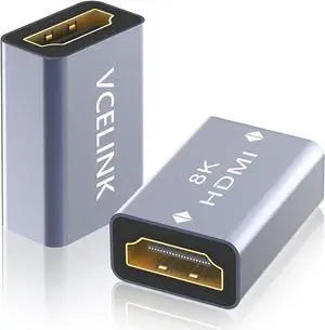 HDMI Coupler 8K HDMI 2.1 Female to Female Extension Adapter to Extend 2 Short Cables Support 8K@60Hz / 4K@120Hz 120UHD 3D HDR ARC Compatible with Laptop PC Monitor  TV 2 Pack