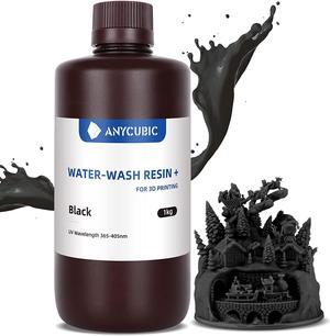 ANYCUBIC Water-Washable 3D Printer Resin, 405nm UV Rapid Resin for LCD 3D Printing, Low Odor, Low Viscosity and High Precision (1000 g, Black)