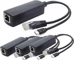 ANVISION 4-Pack 5V PoE Splitter, 48V to 5V 2.4A Adapter with Micro USB Plug, IEEE 802.3af Compliant, for IP Camera, Tablets, Dropcam or Raspberry Pi and More, AV-PS05-1