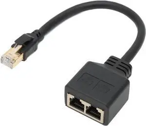 RJ45 Network 1 to 2 Port Ethernet Adapter Splitter 1 Male to 2 Female LAN Ethernet Splitter Adapter Cable for All Networks Homes and Offices and All Broadband Connections