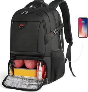 Lunch Backpack, 17.3 Inch Laptop Backpack with USB Charging Port 50L Travel Backpack for Men Women Work Backpack with Insulated Bag Waterproof Computer Backpack for College School Business, Black