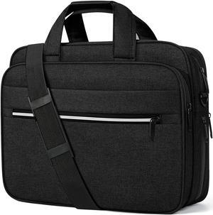 Laptop Bag 15.6 Inch Briefcase Water-resistant Laptop Carrying Case for Men Expandable Computer Messenger Bag for Travel Business Work, Black