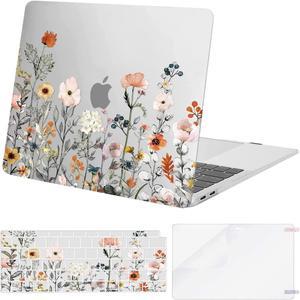 MOSISO Compatible with MacBook Air 13 inch Case 2022 2021 2020 2019 2018 A2337 M1 A2179 A1932 Retina Display Touch ID,Plastic Garden Flowers Hard Shell Case&Keyboard Cover&Screen Protector,Transparent