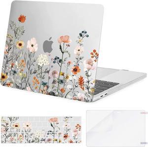 MOSISO Compatible with MacBook Pro 13 inch Case M2 2022,2021,2020-2016 Release A2338 M1 A2289 A2251 A2159 A1989 A1706 A1708,Plastic Garden Flowers Hard Case&Keyboard Cover&Screen Protector,Transparent