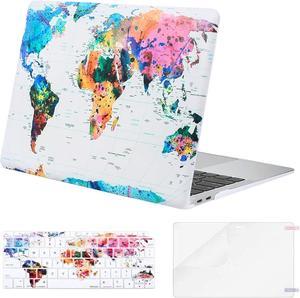 MOSISO Compatible with MacBook Air 13 inch Case 2022 2021 2020 2019 2018 Release A2337 M1 A2179 A1932 Retina Display with Touch ID,Plastic Pattern Hard Shell&Keyboard Cover&Screen Protector, World Map