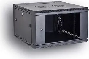 KENUCO [Fully Assembled + Fan Included] Professional Wall Mount Network Server Cabinet Enclosure 19-Inch Server Network Rack Black (6U)